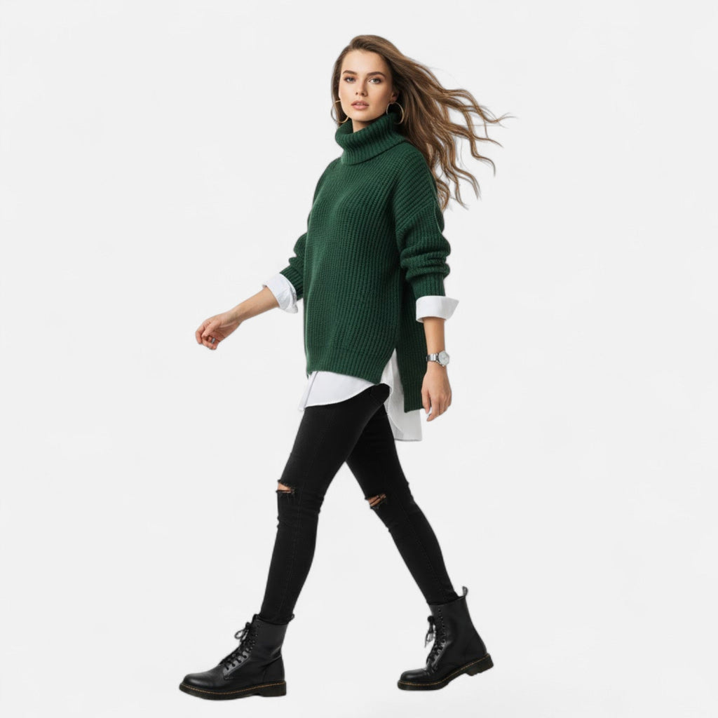 Women's Plus-Size Mock-Neck Loose Knit Sweater