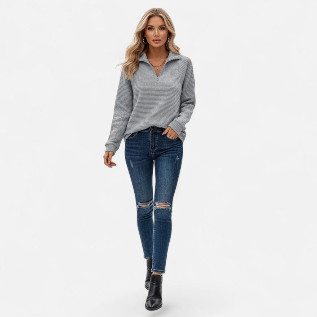 Women's Zip Stand-Collar Knit Pullover