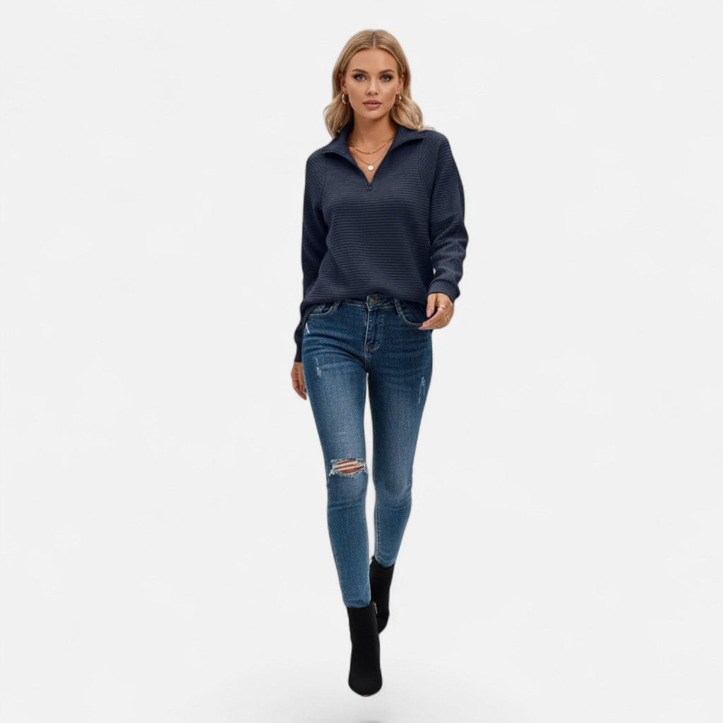 Women's Zip Stand-Collar Knit Pullover