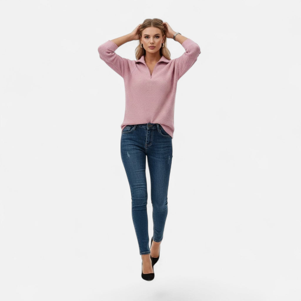 Women's Zip Stand-Collar Knit Pullover