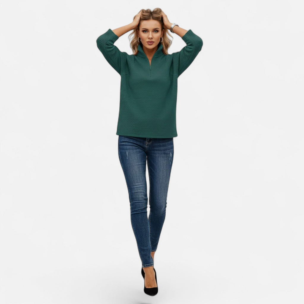 Women's Zip Stand-Collar Knit Pullover
