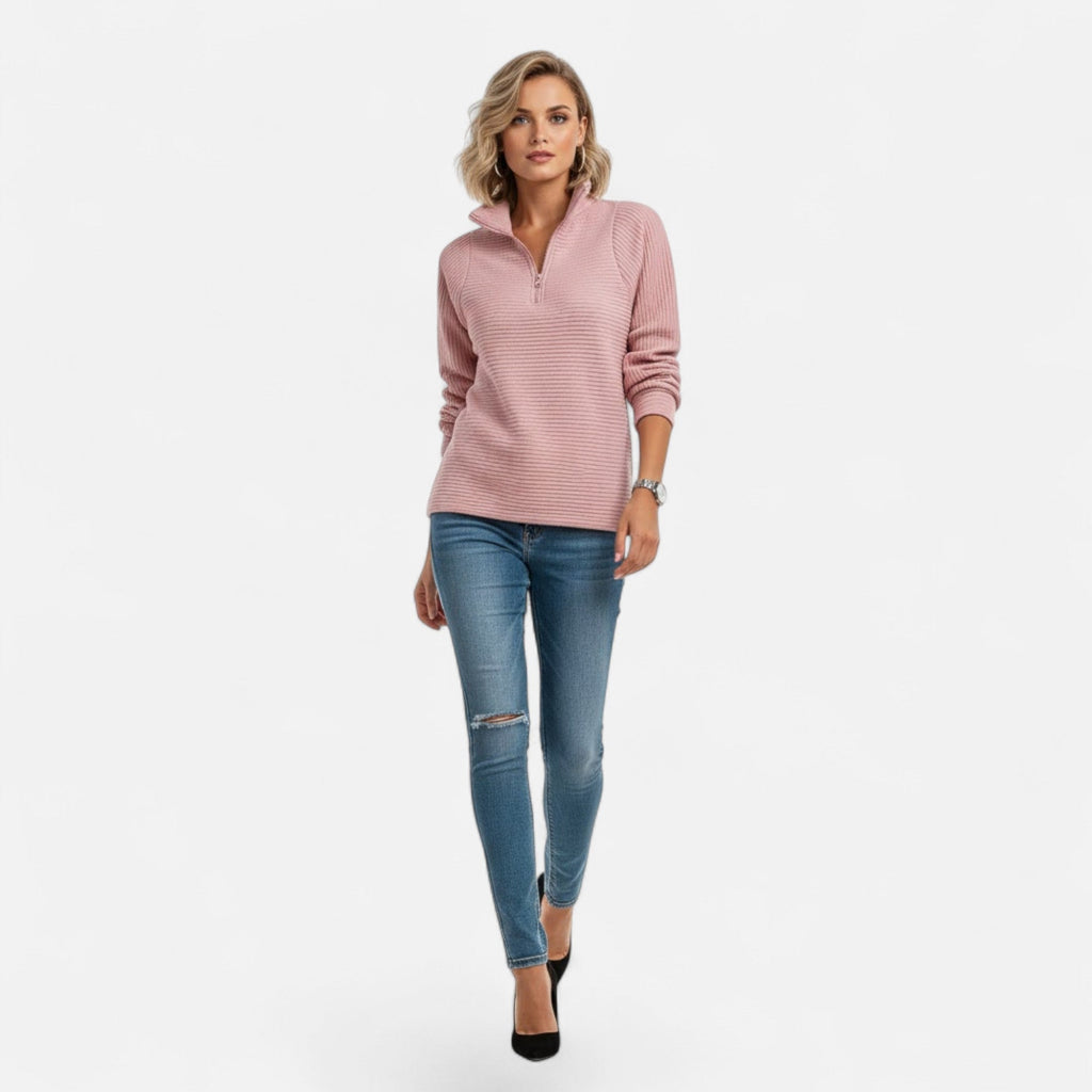 Women's Zip Stand-Collar Knit Pullover