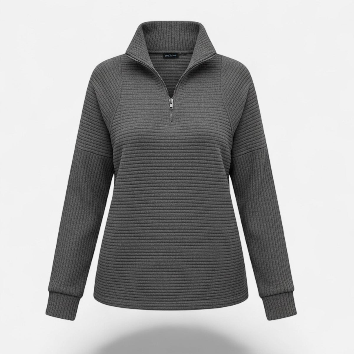 Women's Zip Stand-Collar Knit Pullover - Wine Red