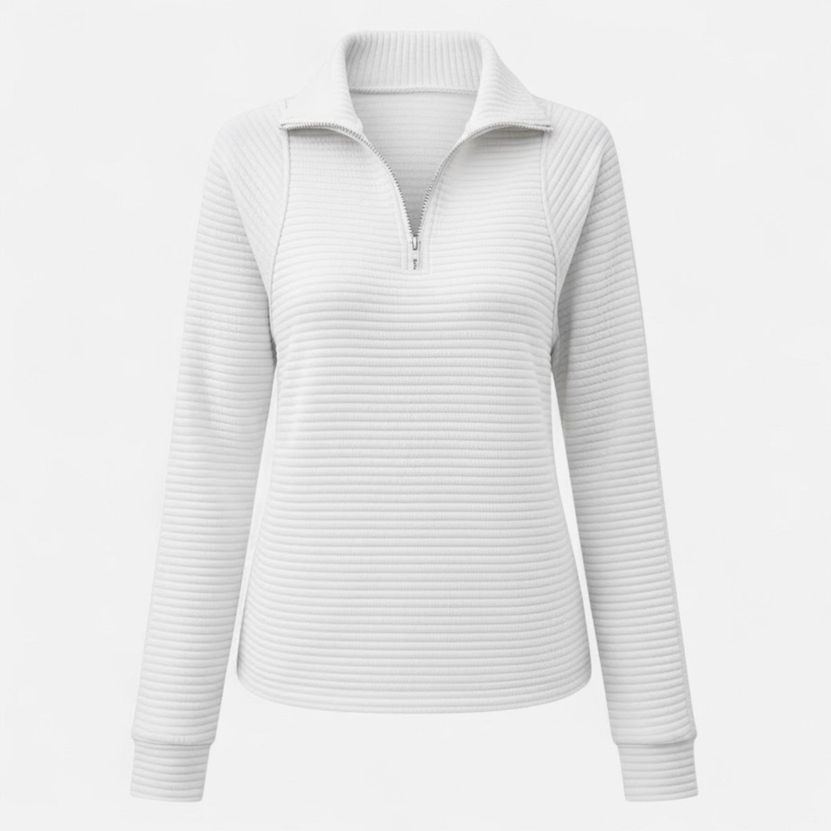 Women's Zip Stand-Collar Knit Pullover - White