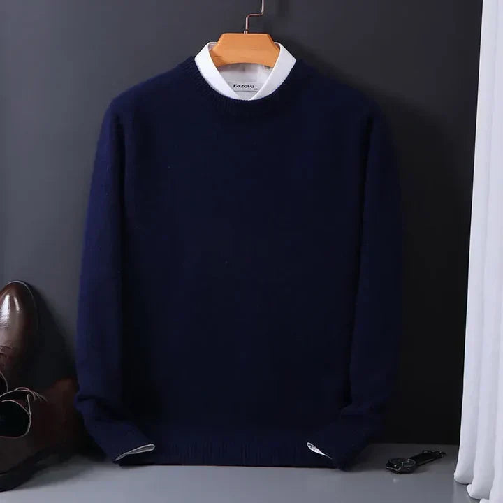 Men's Soft Knit Crew Neck Sweater - Navy Blue