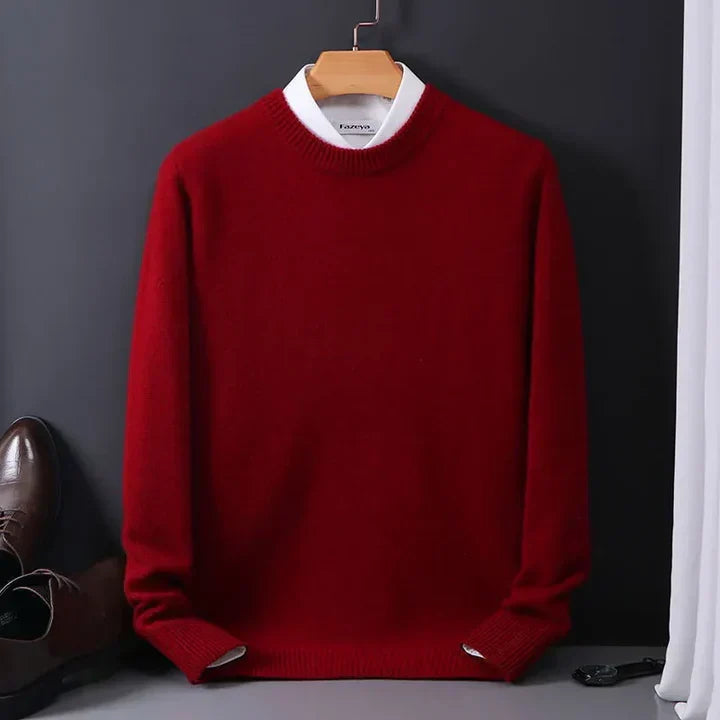Men's Soft Knit Crew Neck Sweater - Red