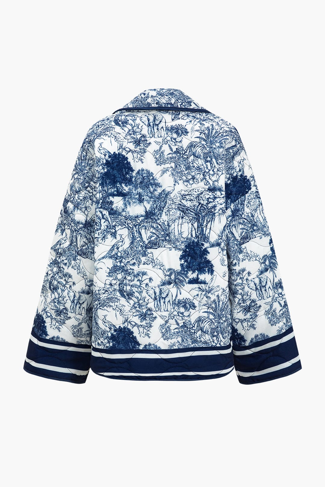 Women's Quilted Floral Jacket with Wide Sleeves