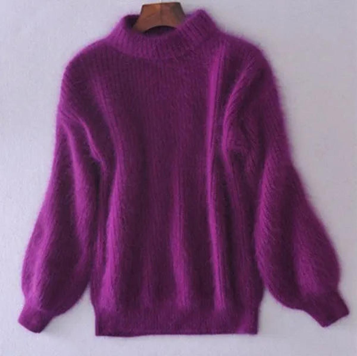 Women's High Neck Fluffy Soft Knit Sweater
