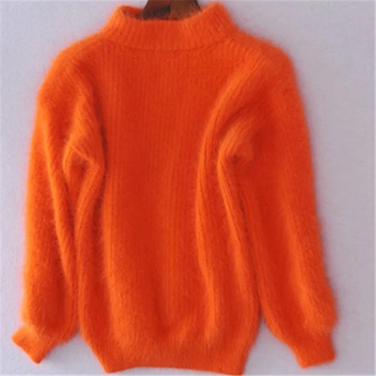 Women's High Neck Fluffy Soft Knit Sweater