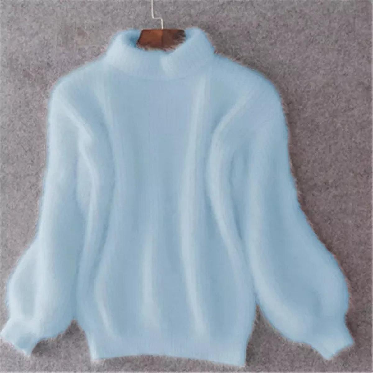 Women's High Neck Fluffy Soft Knit Sweater