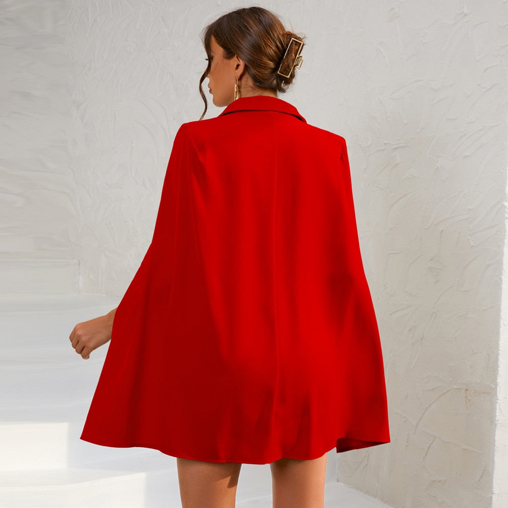 Women's Belted Cape Blazer Mini Dress