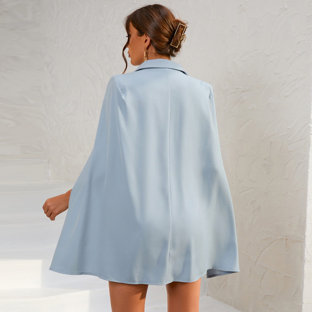 Women's Belted Cape Blazer Mini Dress