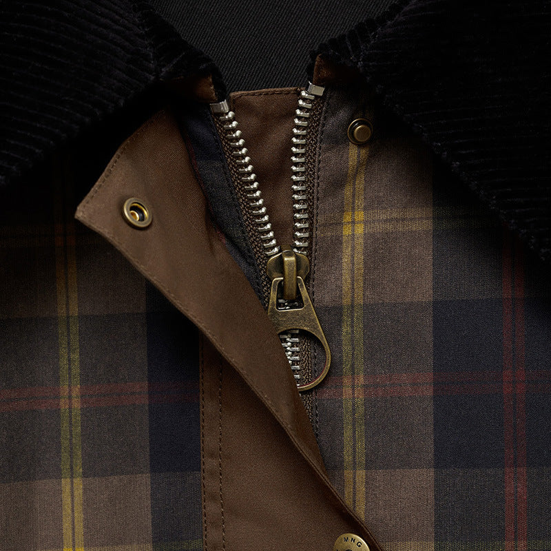 Women's Plaid Faux Fur Collar Jacket