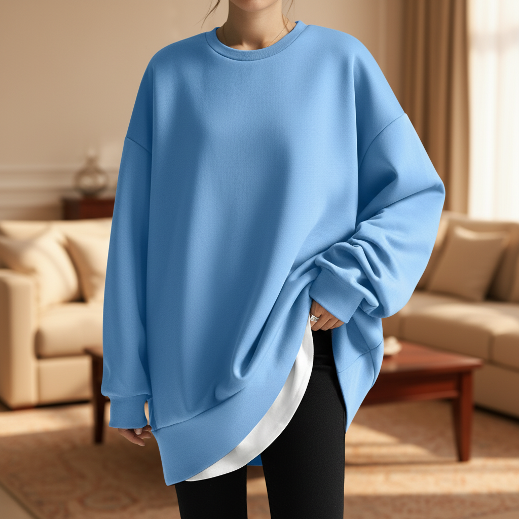 Women's Dropped Shoulder Oversized Crew Sweatshirt
