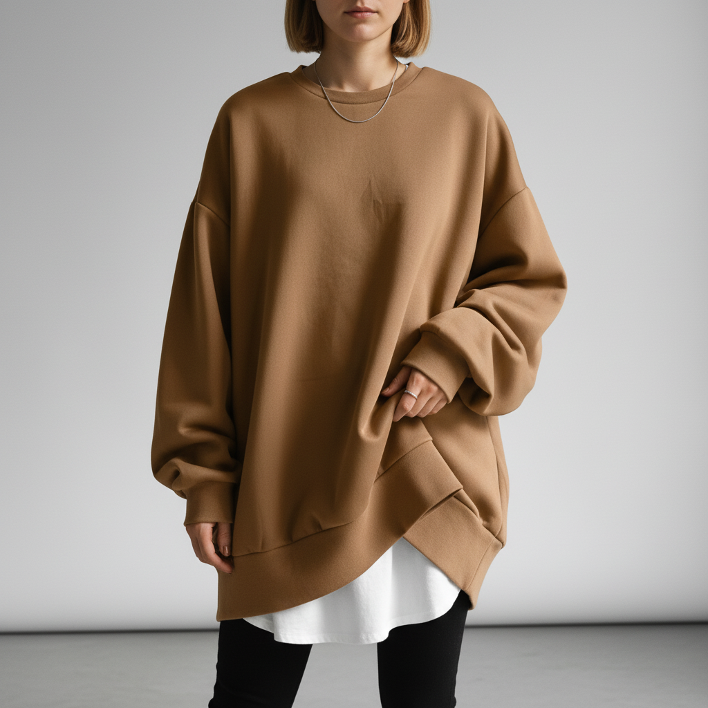 Women's Dropped Shoulder Oversized Crew Sweatshirt