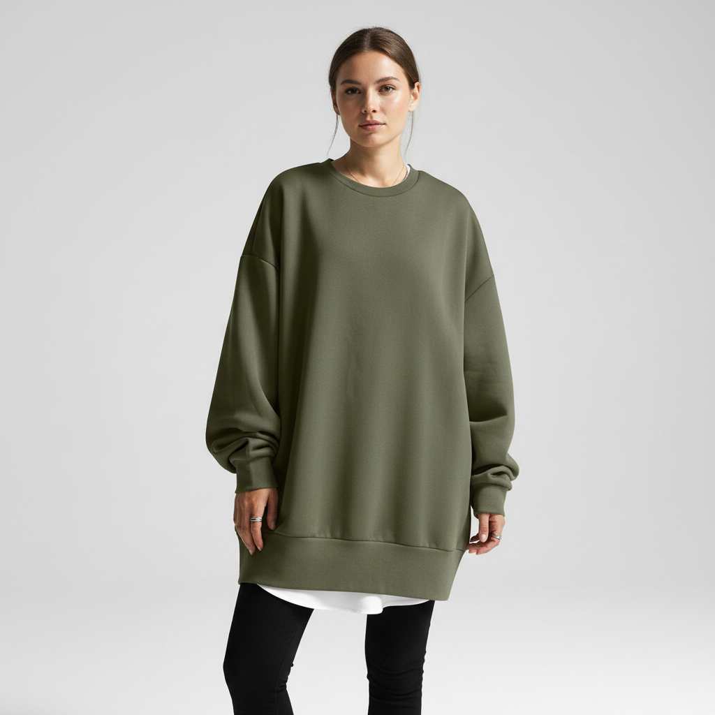 Women's Dropped Shoulder Oversized Crew Sweatshirt