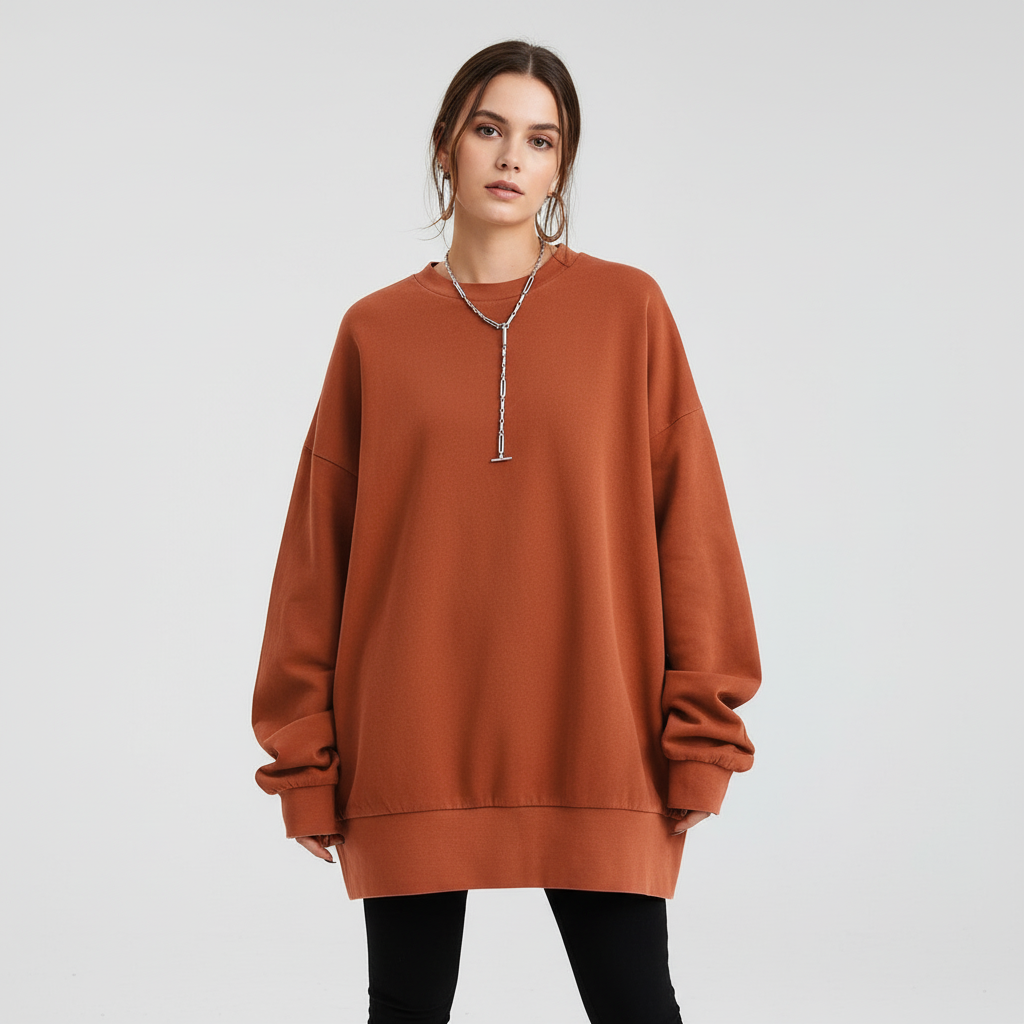 Women's Dropped Shoulder Oversized Crew Sweatshirt