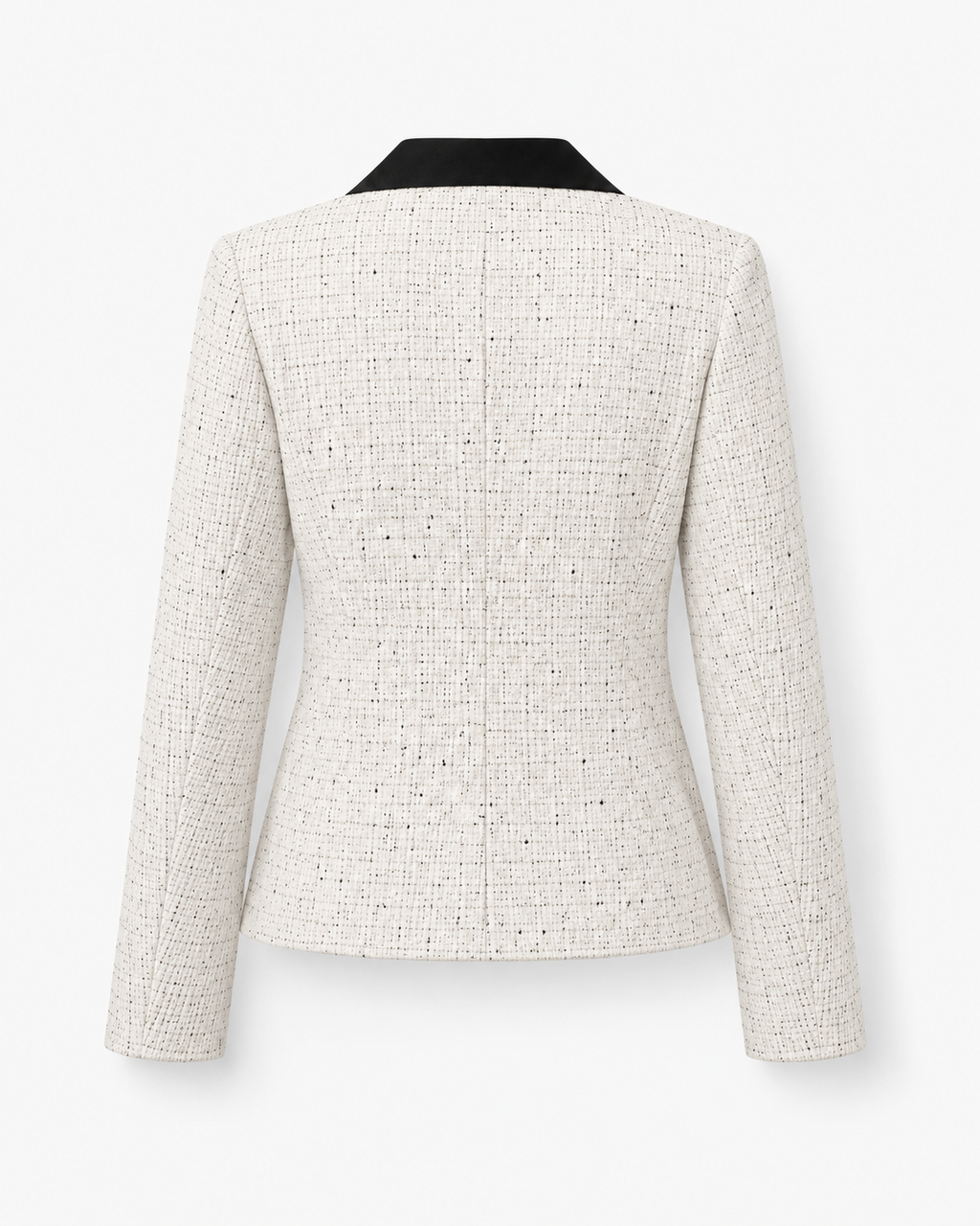 Women's Contrast-Collar Tweed-Style Jacket with Flap Pockets