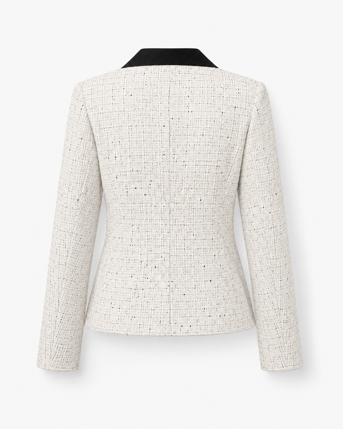 Women's Contrast-Collar Tweed-Style Jacket with Flap Pockets