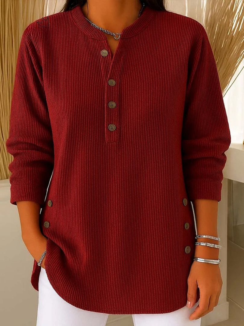 Women's Ribbed Knit Henley Top