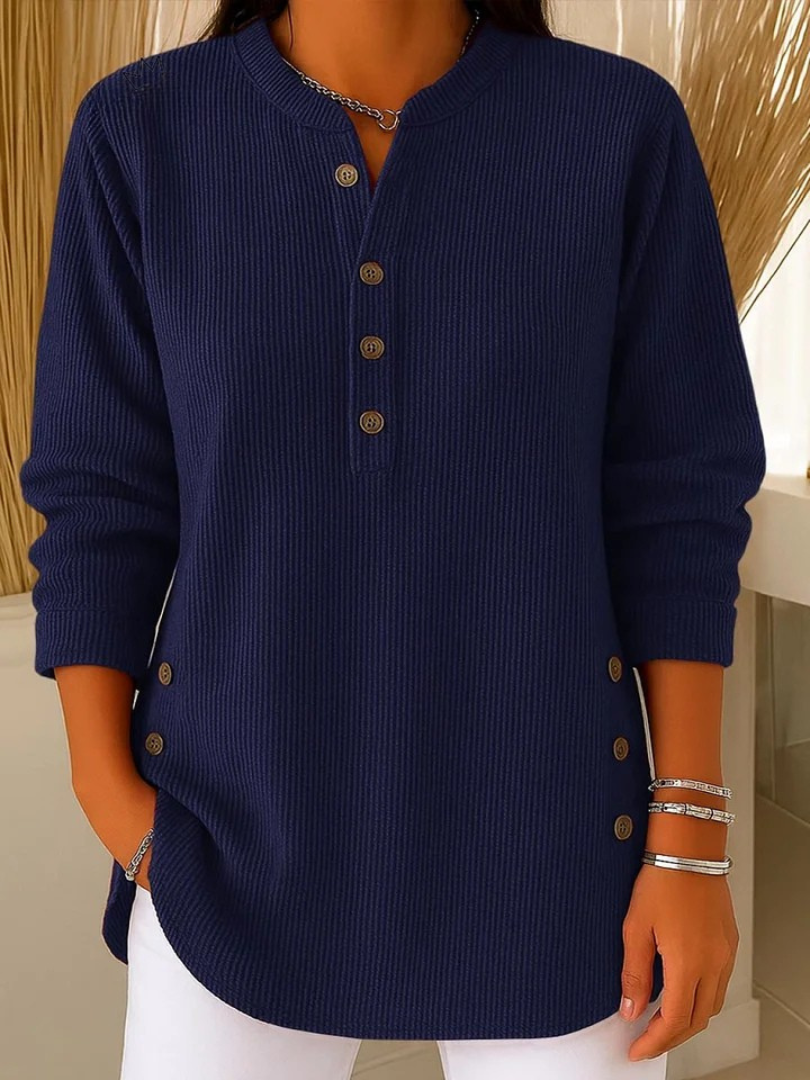 Women's Ribbed Knit Henley Top