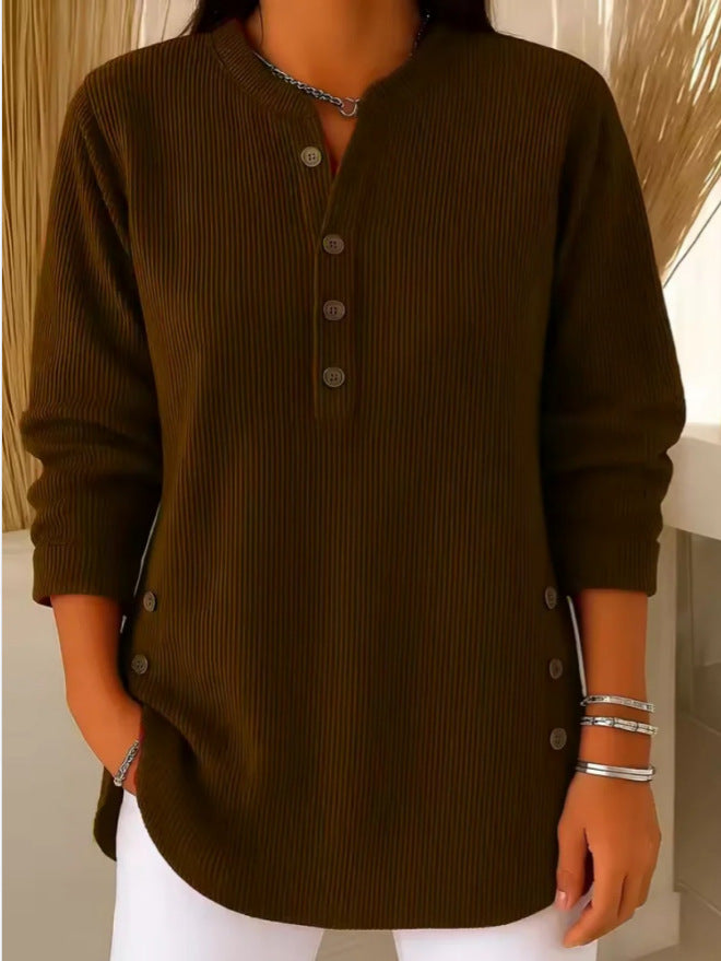 Women's Ribbed Knit Henley Top