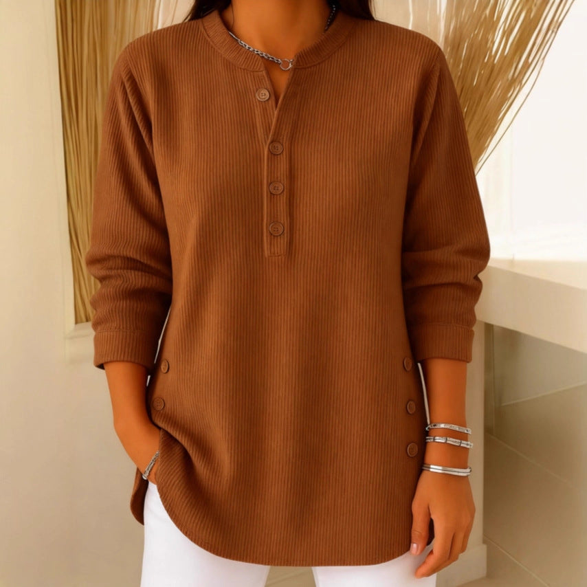Women's Ribbed Knit Henley Top