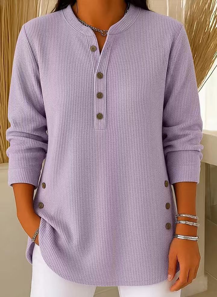 Women's Ribbed Knit Henley Top
