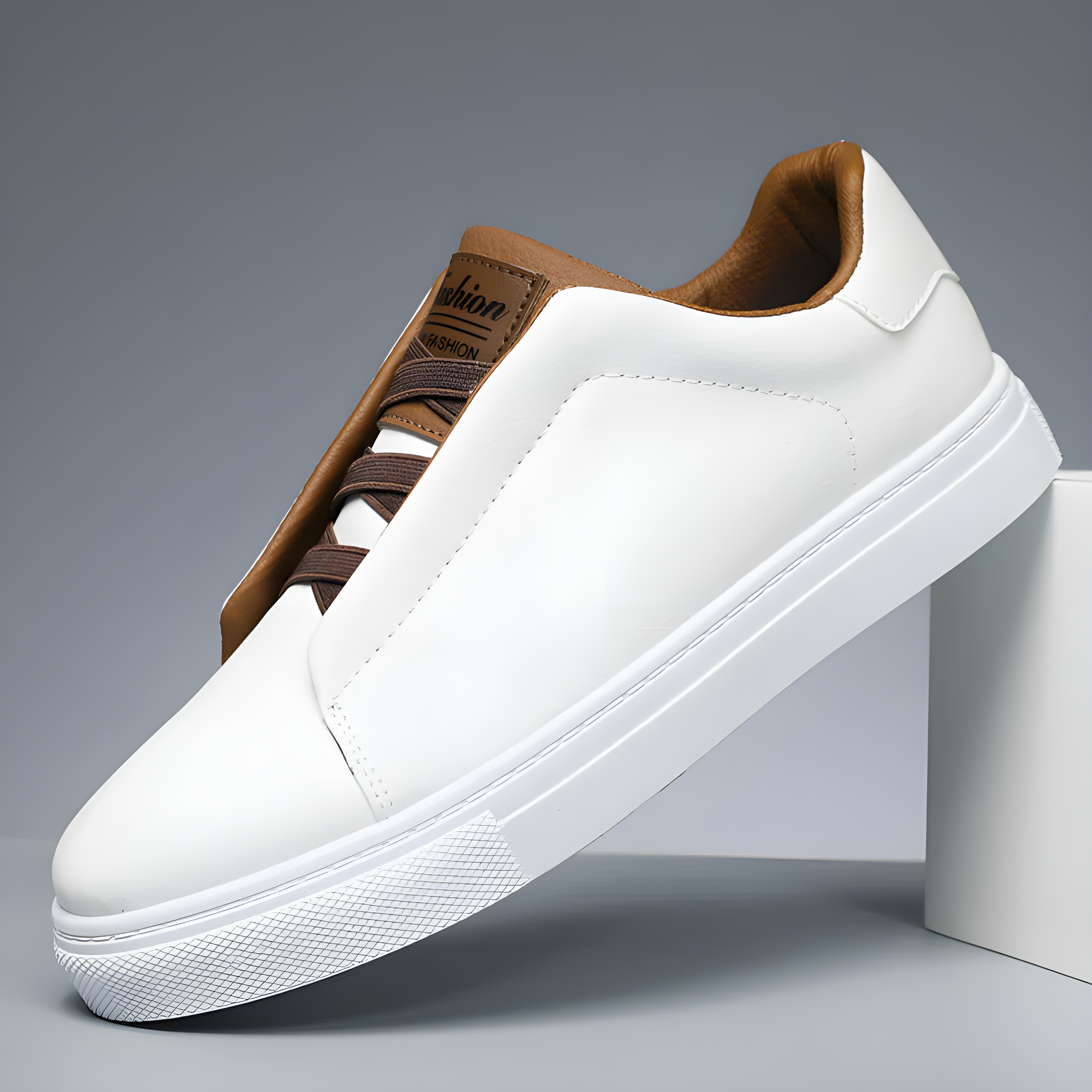 Men's Leather Elastic Lace Sneakers