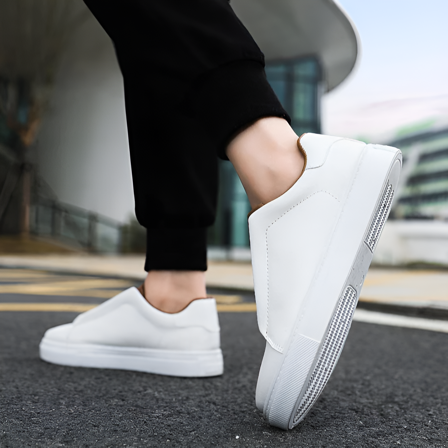 Men's Leather Elastic Lace Sneakers