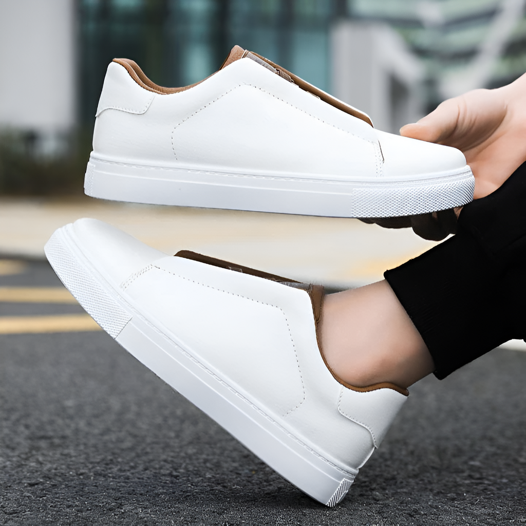 Men's Leather Elastic Lace Sneakers