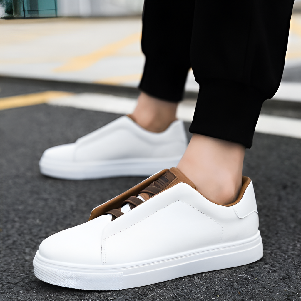 Men's Leather Elastic Lace Sneakers