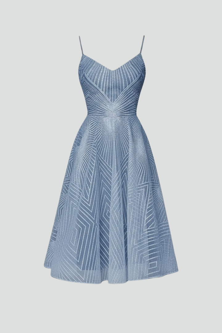 Women's Fit and Flare Midi Dress Spaghetti Strap Style for Summer Events