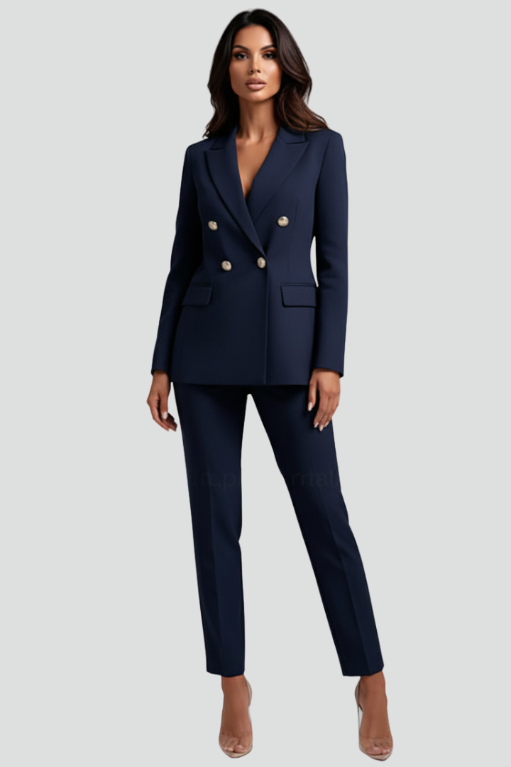 Women's Double-Breasted Blazer Trouser Set