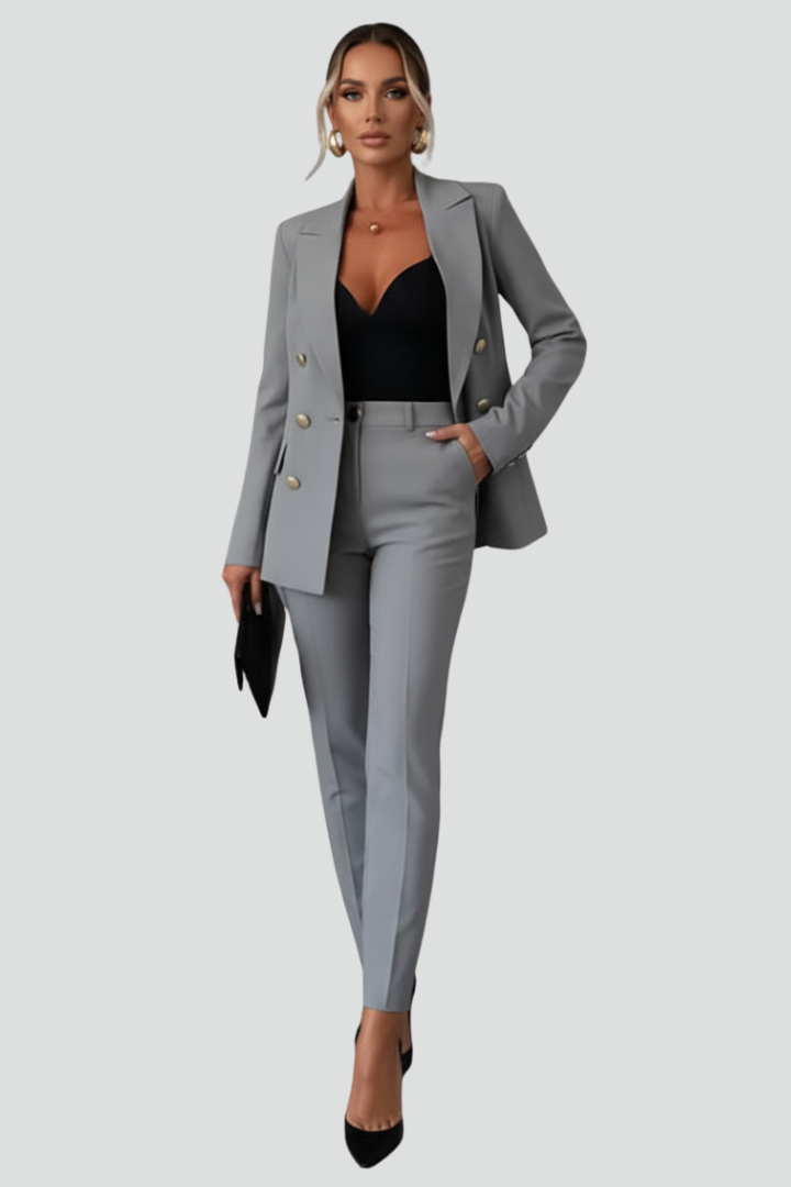 Women's Double-Breasted Blazer Trouser Set