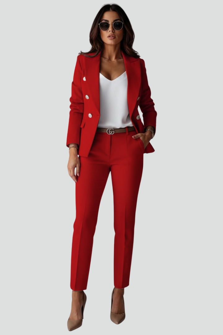 Women's Double-Breasted Blazer Trouser Set