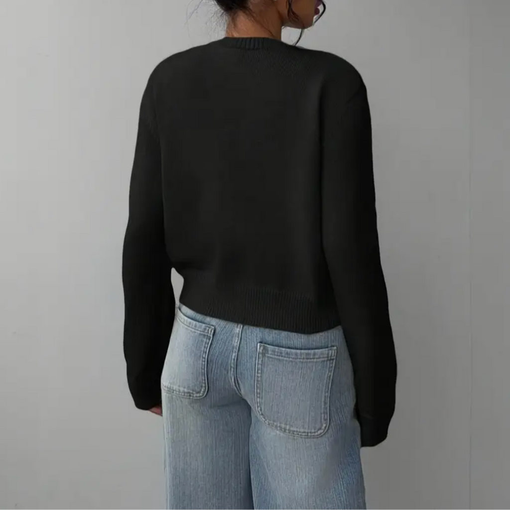 Women's Cropped Button-Front Cardigan Round-Neck Knit for Everyday Layering