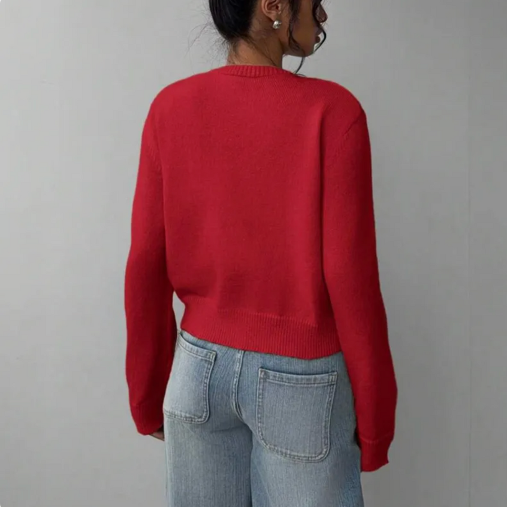 Women's Cropped Button-Front Cardigan Round-Neck Knit for Everyday Layering