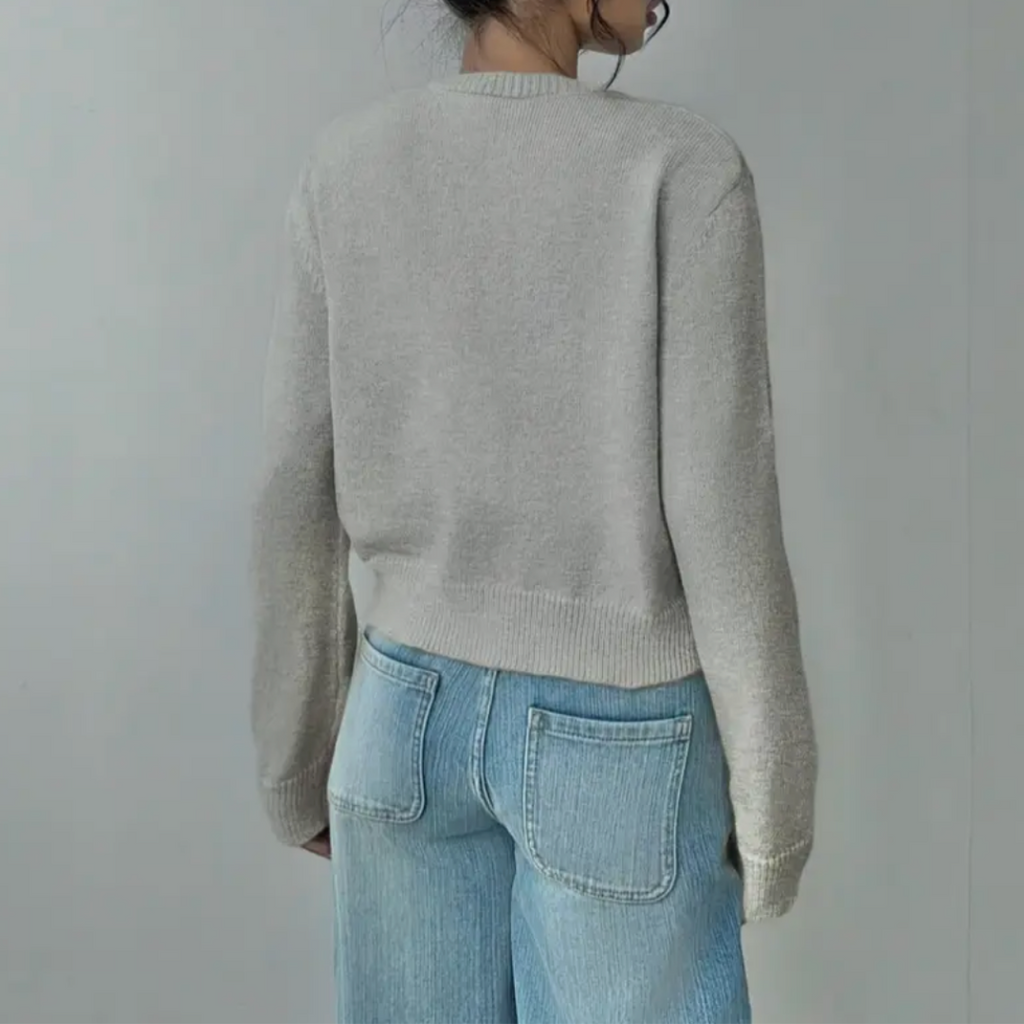 Women's Cropped Button-Front Cardigan Round-Neck Knit for Everyday Layering