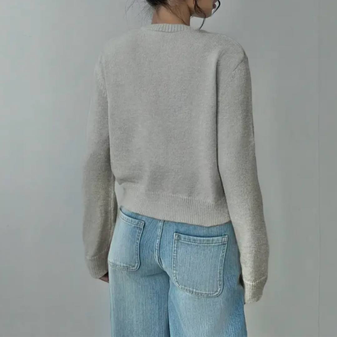 Women's Cropped Button-Front Cardigan Round-Neck Knit for Everyday Layering