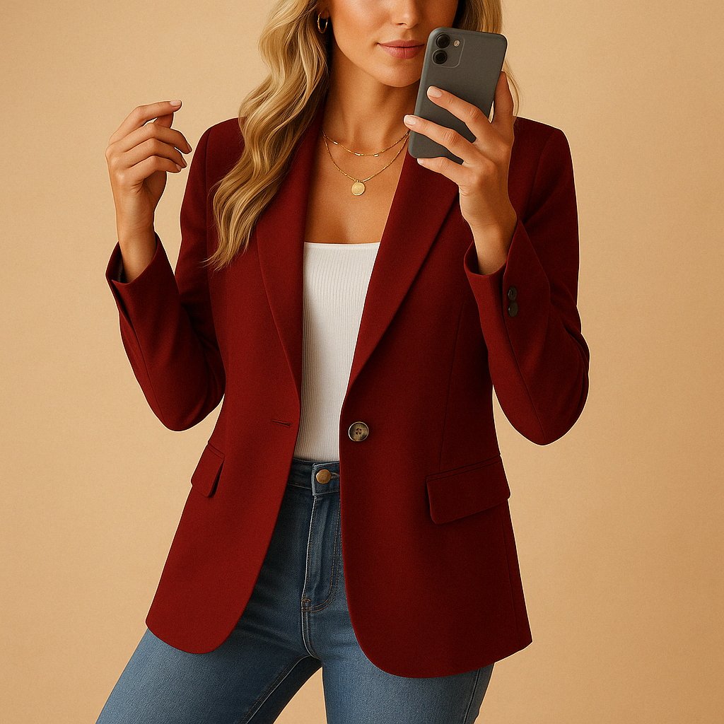 Women's Fitted Single-Button Tailored Blazer