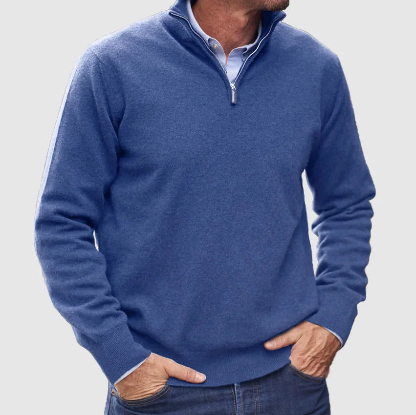 Men's Quarter-Zip Sweater - Blue