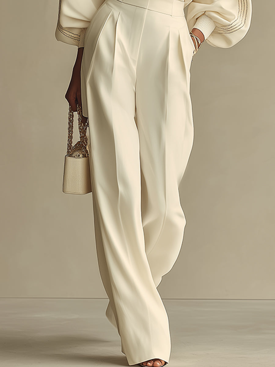 Women's Ribbed Knit Wide Leg Pants Set