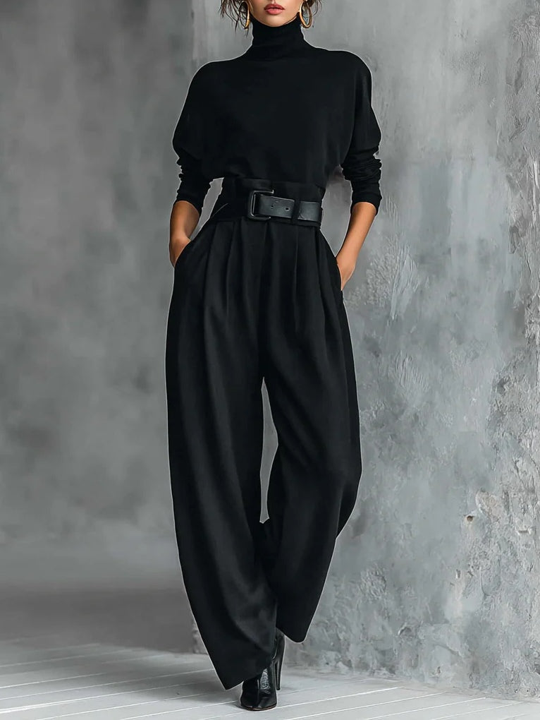 Women’s High-Neck Wide-Leg Jumpsuit Set