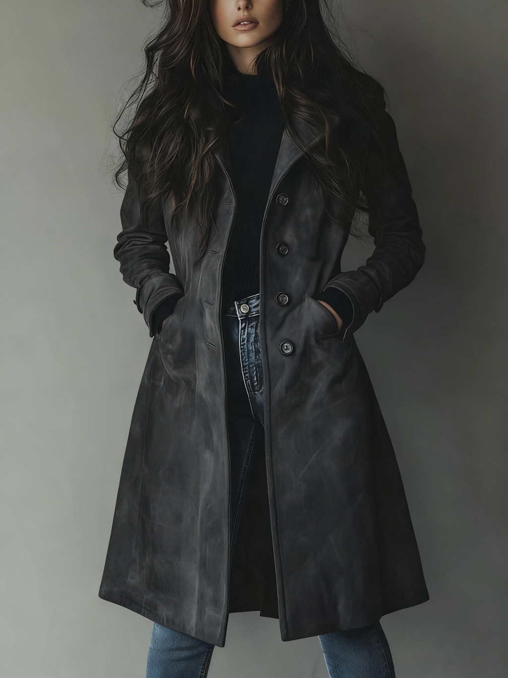 Women's Longline Double-Breasted Trench Coat