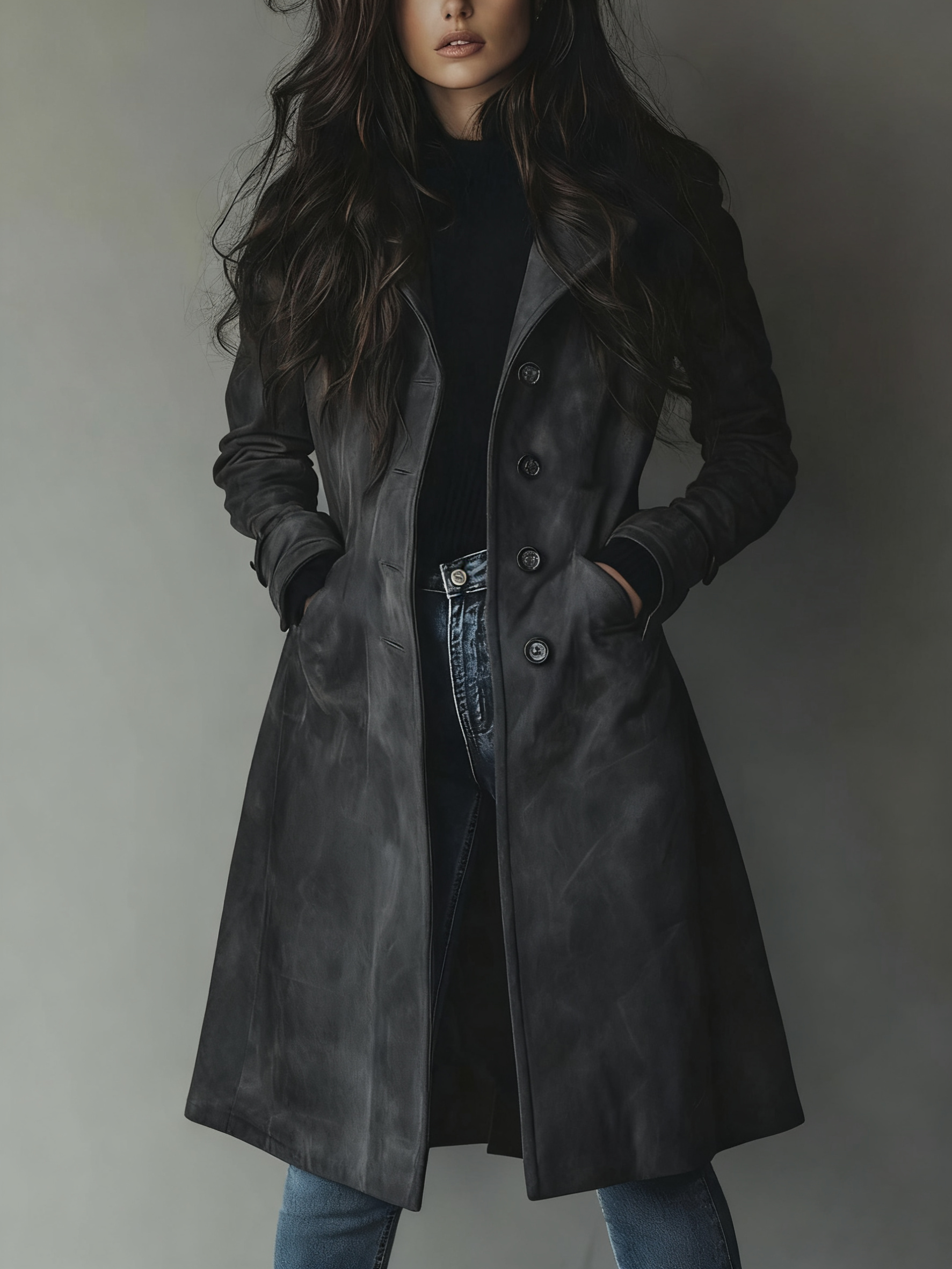Women's Longline Double-Breasted Trench Coat