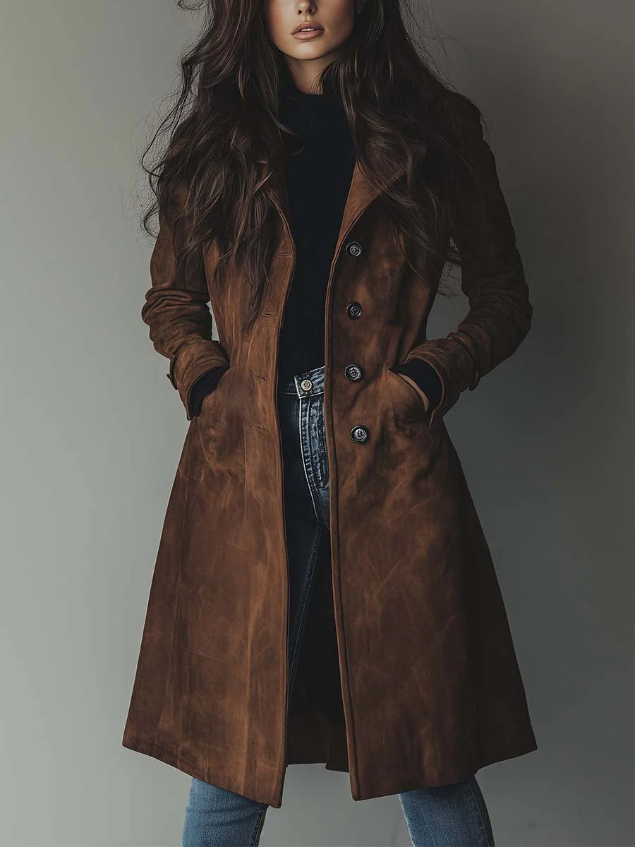 Women's Longline Double-Breasted Trench Coat
