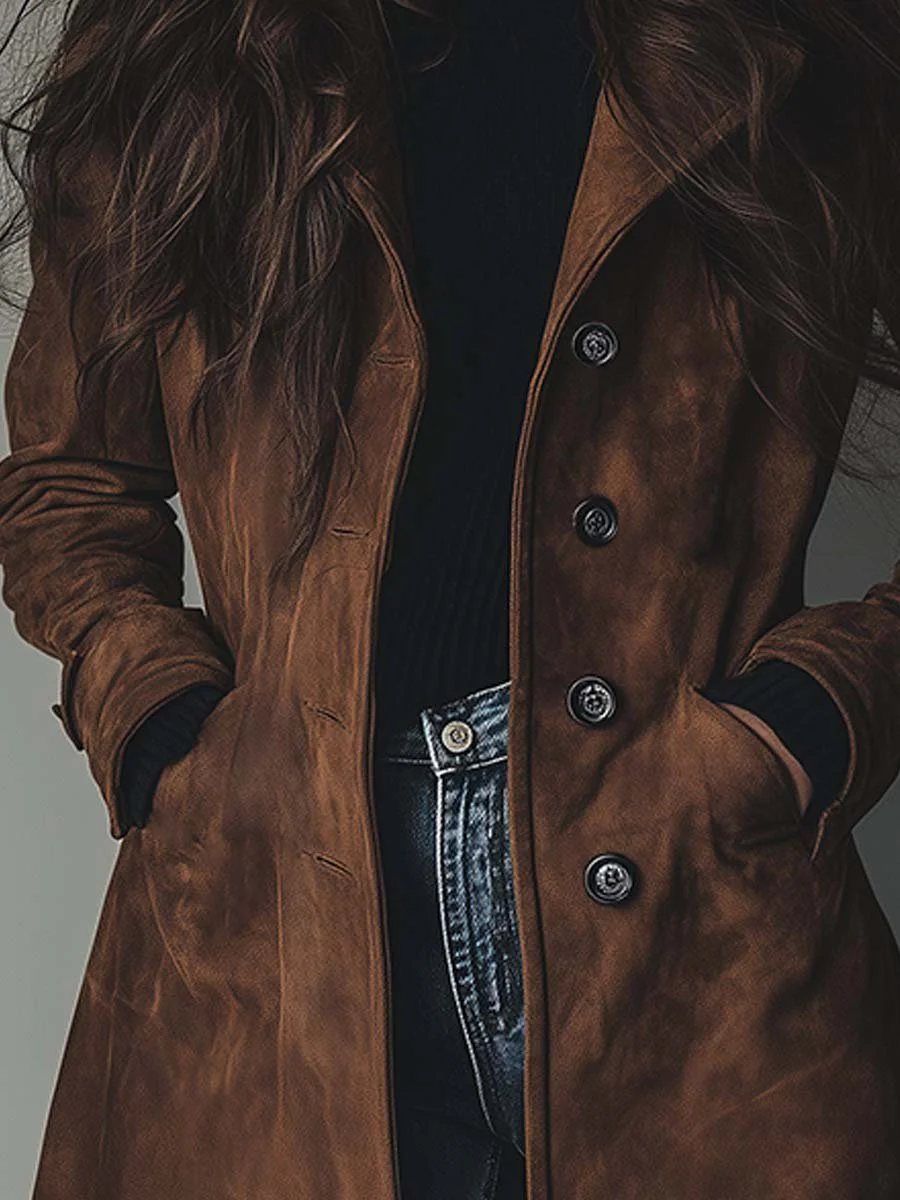 Women's Longline Double-Breasted Trench Coat