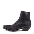 Men's Leather Pointed Toe Cowboy Boots - Black