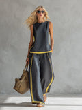 Women’s Wide-Leg Two-Piece Set - Gray